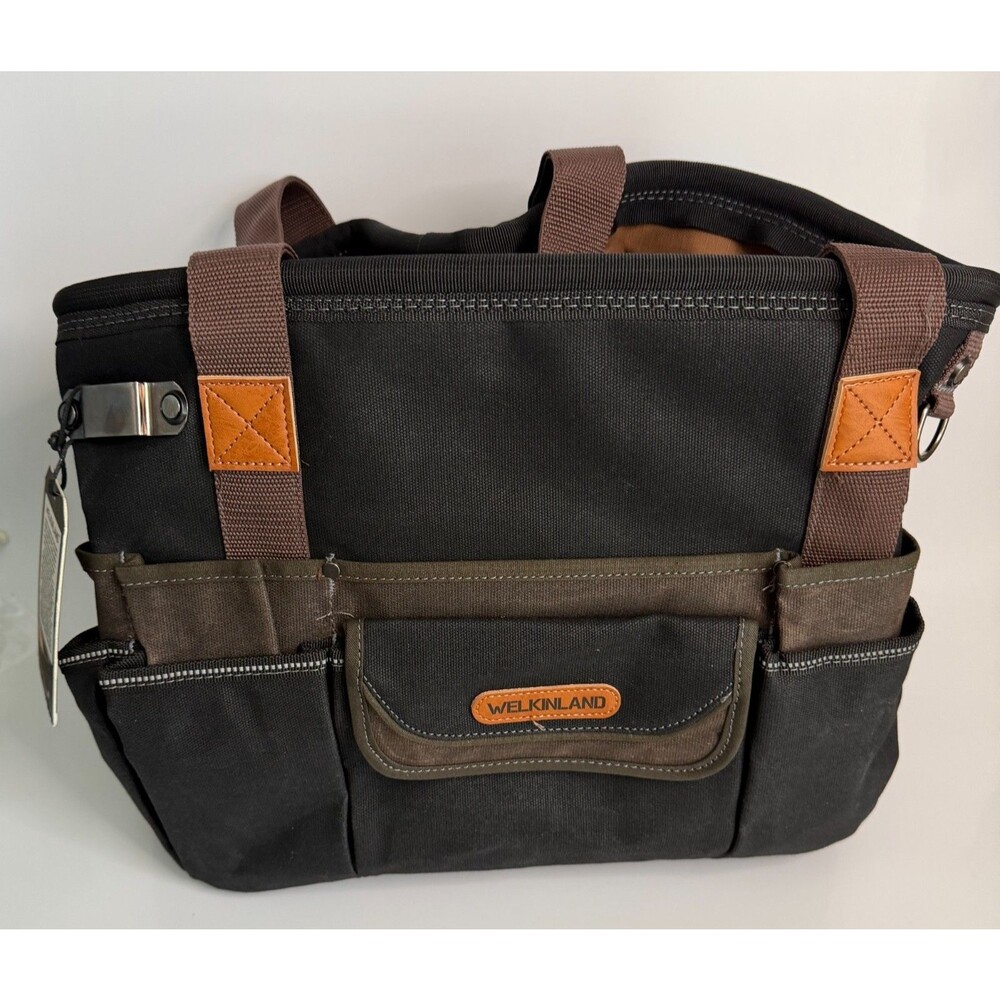 WELKINLAND 42-Pockets Electrician Tool Tote,16" Open Top HVAC Tool Tote Bag